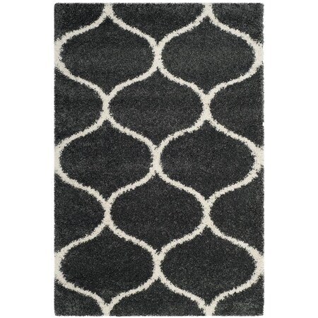 Safavieh 4 x 6 ft. Hudson Shag Power Loomed RugDark Grey & Ivory Small Rectangle SGH280G-4